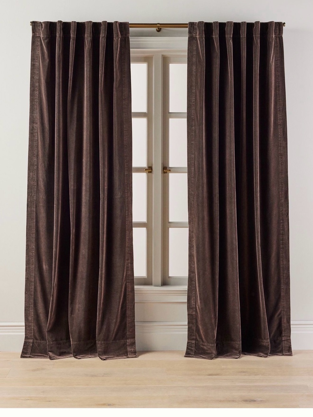 Anthropologie trova washed velvet curtain panel  Chocolate Brown 96 x 50 in